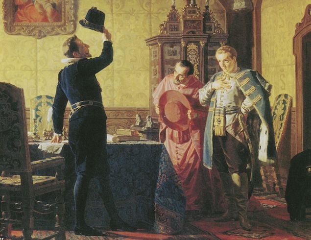 Присяга Лжедмитрия I польскому королю Сигизмунду. Худ. Н.В. Неврев, 1874 г., Радищевский музей
