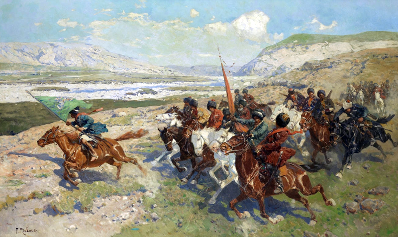 Черкесский набег, худ. Ф. Рубо, 1890 г.