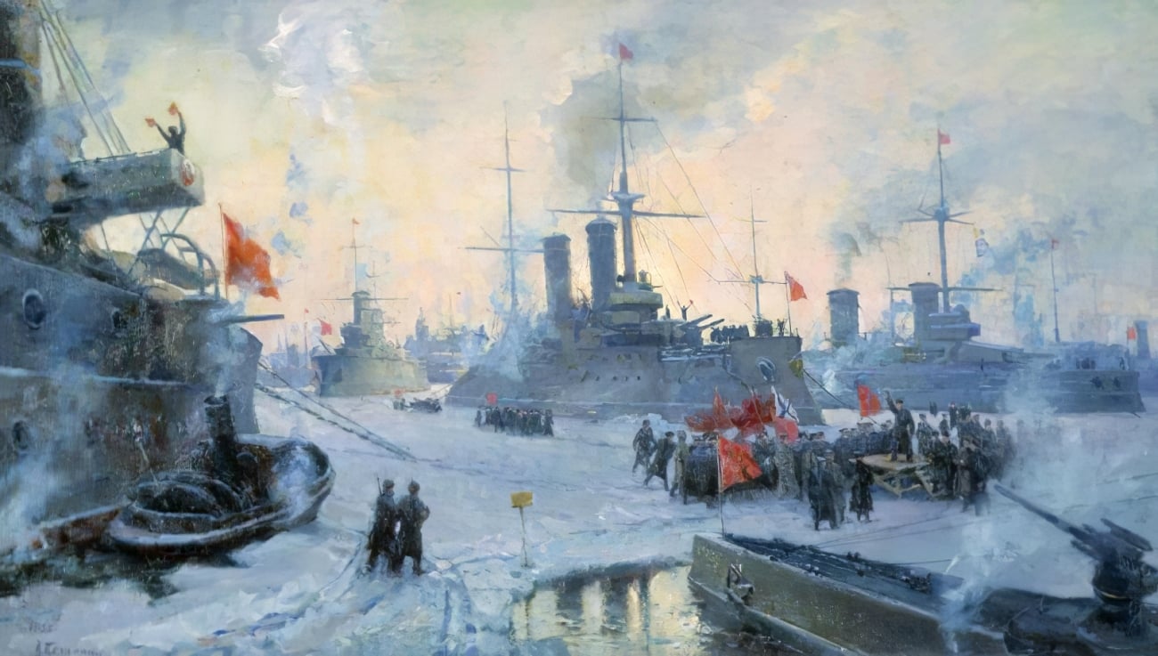 Февральская революция в Гельсингфорсе. Худ. В.А. Печатин, 1956 г.