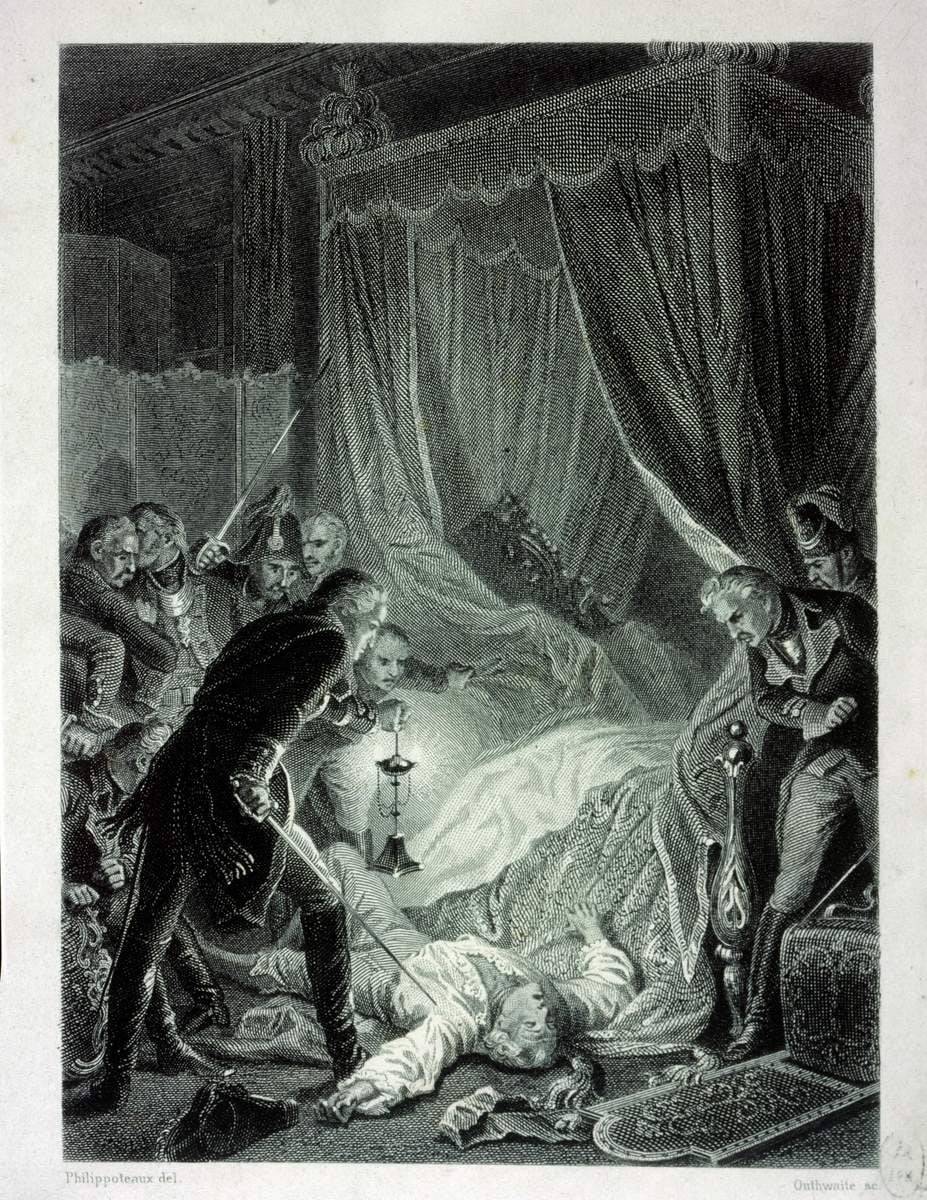 Смерть Павла I. Гр. Ж.Ж. Утвайта по рис. Ф.Э.А. Филиппото, пер. пол. XIX в.