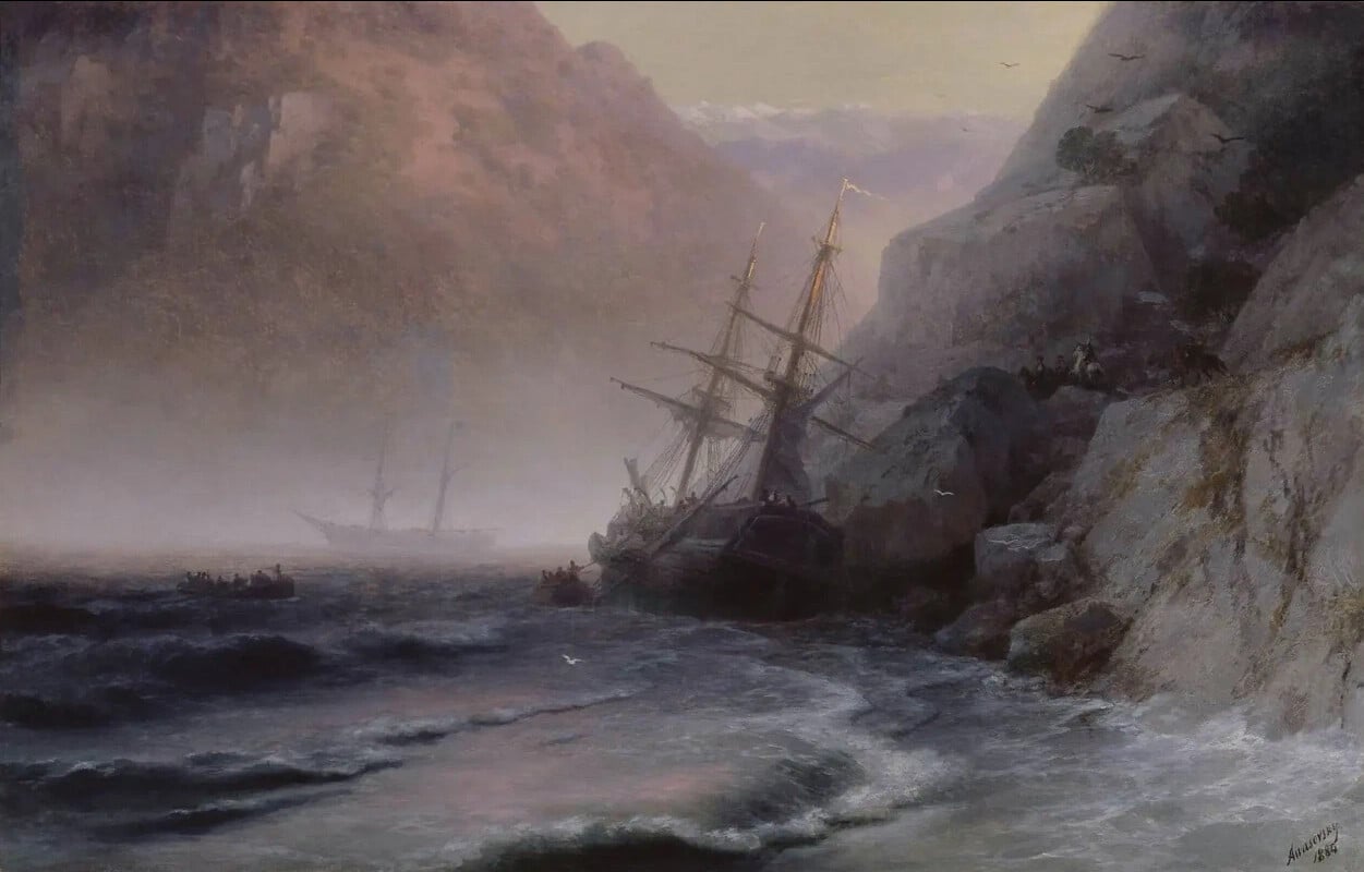 Контрабандисты. Худ. И.К. Айвазовский, 1884 г., Пермская художественная галерея