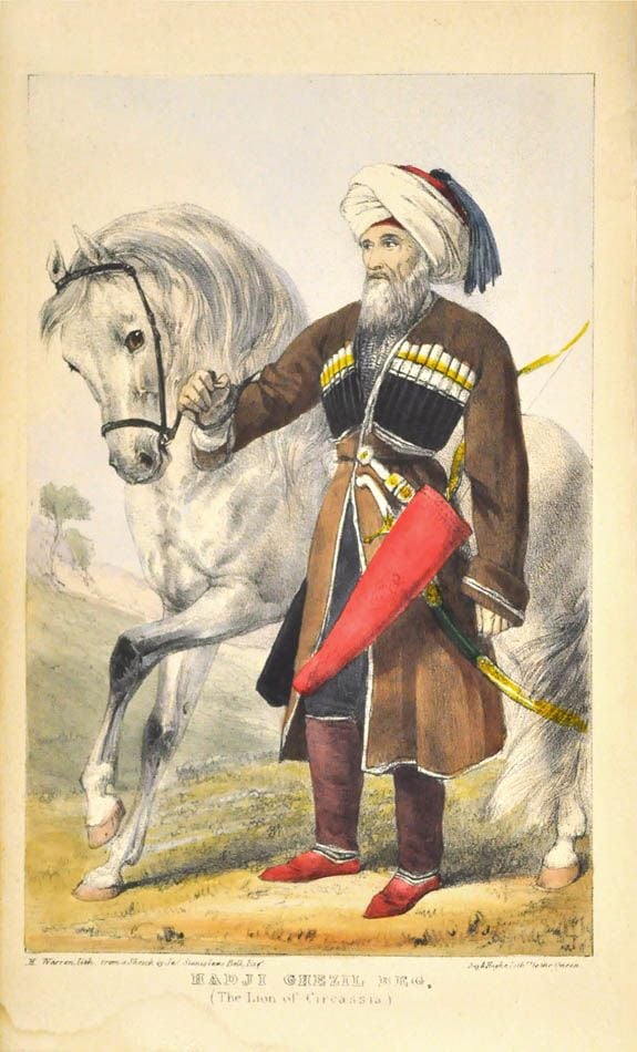 Обложка книги Д.С. Белла «Дневник проживания в Черкесии за 1837, 1838 и 1839 годы» и иллюстрации из нее. Лондон, 1840 г.