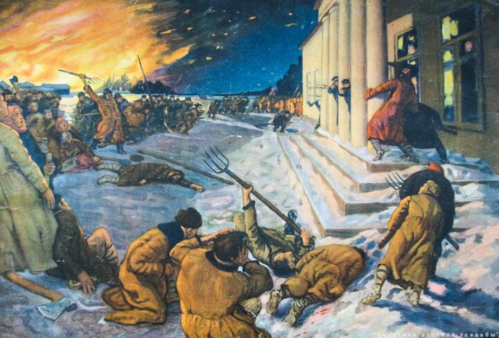 Разгром помещичьей усадьбы в 1905 году. Худ. Г.Н. Горелов, 1925 г.