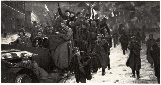 «Февральские дни 1917 года». Худ. Кузнецов В.А., 1928 г., ГИМ
